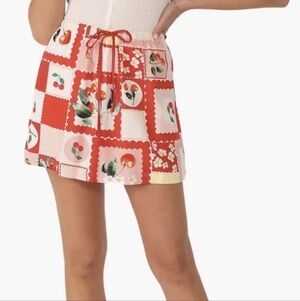 Petal&Pup Keely Red and Pink Cherry Patchwork Drawstring Skirt Sz.XL NWT